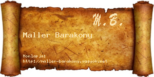 Maller Barakony névjegykártya